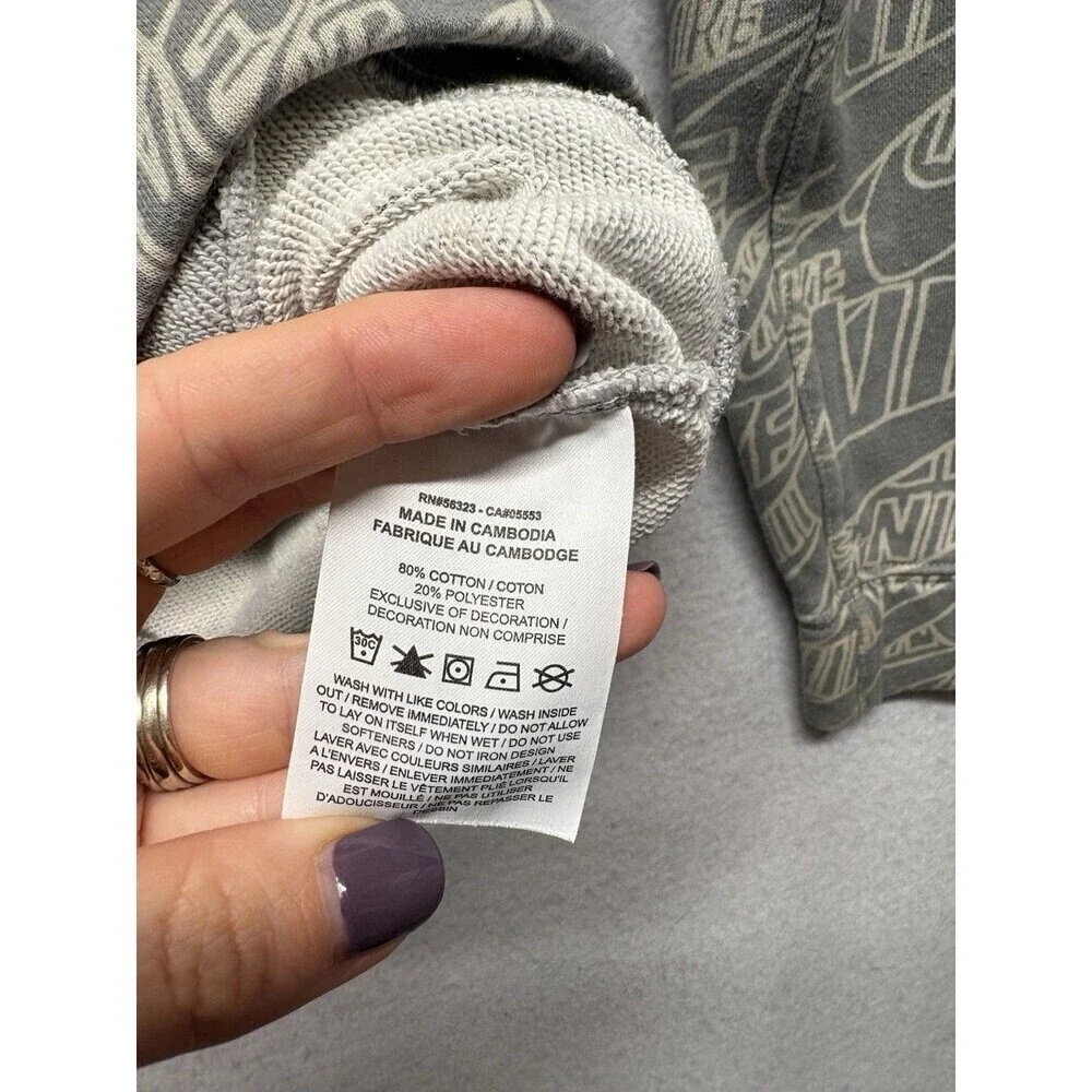 Nike Hoodie Boys XL Gray All Over Print AOP Zip Pocket Pullover Sweatshirt